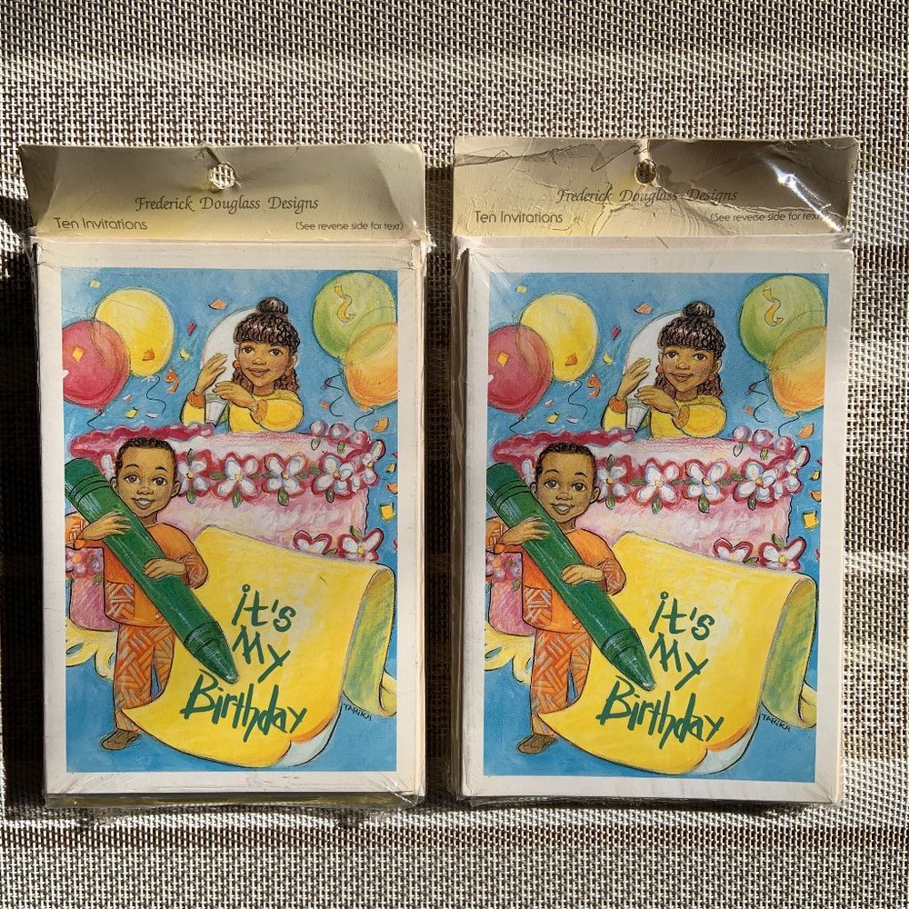 Vintage Fredrick Douglass Design " Birthday Party Invitations" - 2 Pack